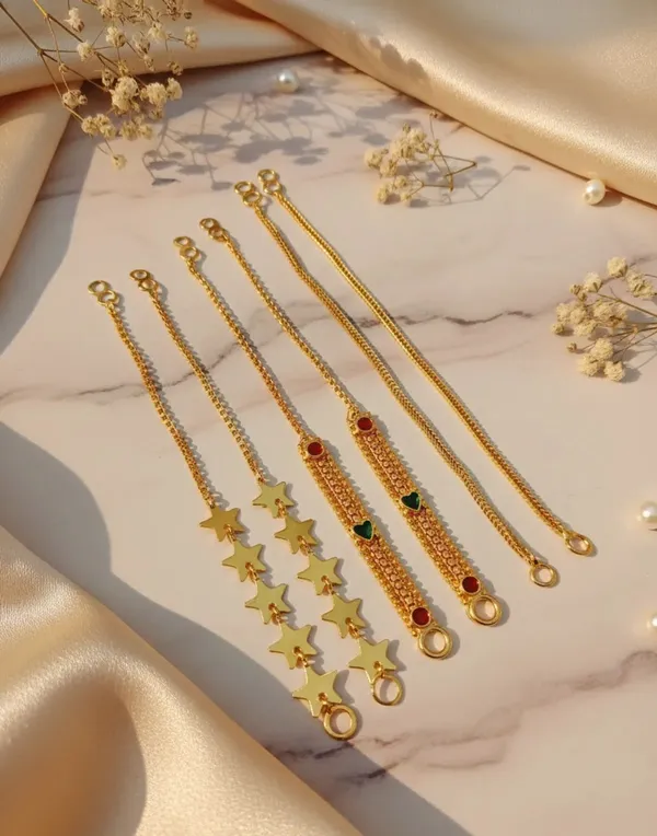 Gold_Brass_Star_Charm_Chain_Anklet_Set_For_Women