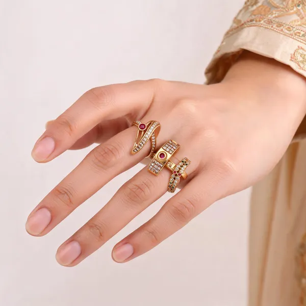 Gold_Brass_Clear_Red_Stone_Studded_Ring_Set_For_Women