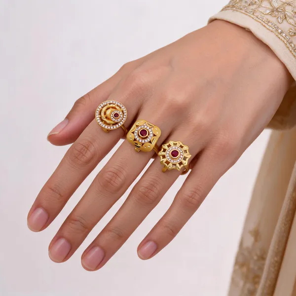 Gold_Brass_Red_Stone_Ring_Set_For_Women