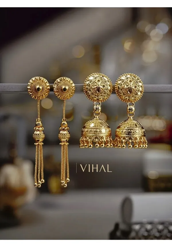 Gold_Brass_Traditional_Jhumka_Filigree_Earrings_Set_For_Women