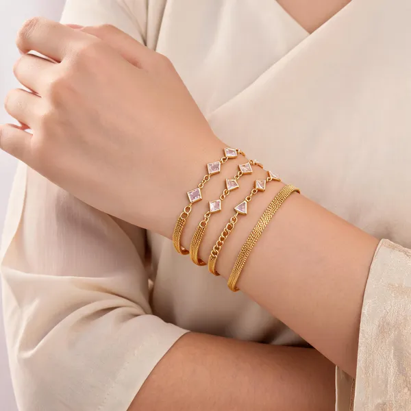 Gold_Brass_Alloy_Geometric_Charm_Link_Bracelet_Set_For_Women