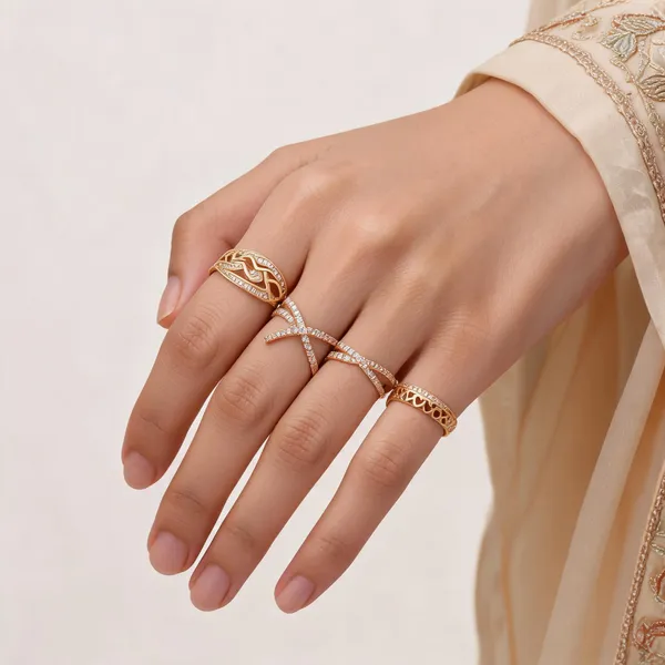 Gold_Brass_Crystal_Floral_Adjustable_Ring_Set_For_Women
