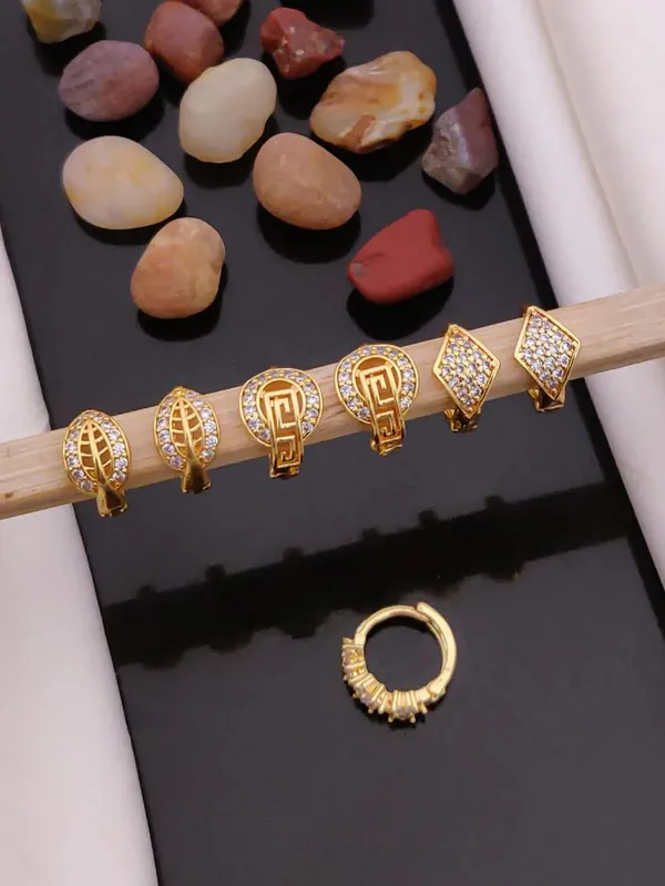 Gold_Brass_Rhinestone_Geometric_Hoop_Earrings_Set_For_Women