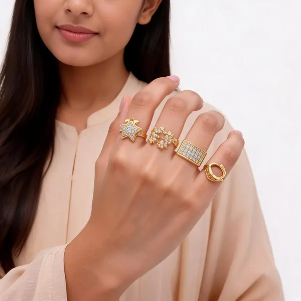 Gold_Brass_Cubic_Zirconia_Geometric_Ring_Set_For_Women