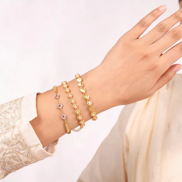 Gold_Brass_Alloy_Geometric_Stone_Link_Bracelet_Set_For_Women