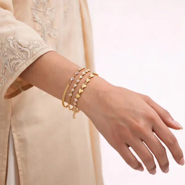 Gold_Brass_Alloy_Geometric_Stone_Link_Bracelet_Set_For_Women
