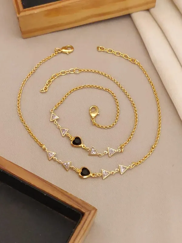 Gold_Brass_Gold-Plated_Geometric_Triangle_Charm_Anklet_Pair_For_Women