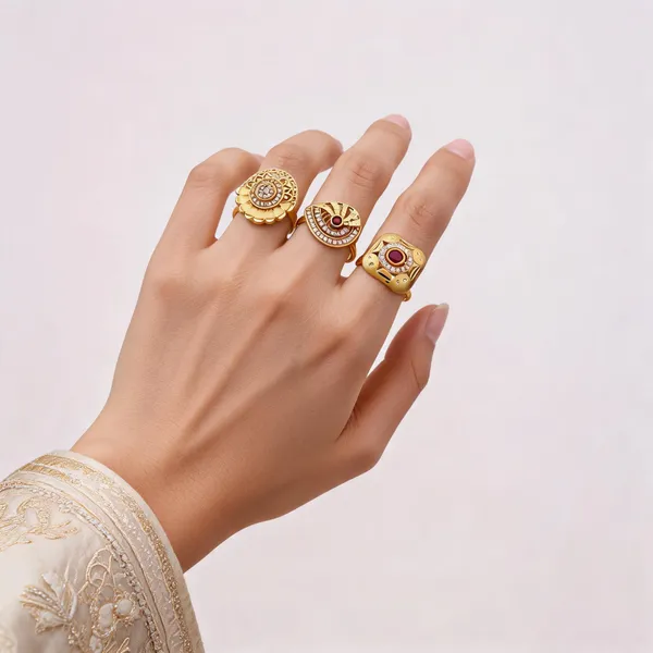 Gold_Brass_Stone_Studded_Ornate_Ring_Set_For_Women