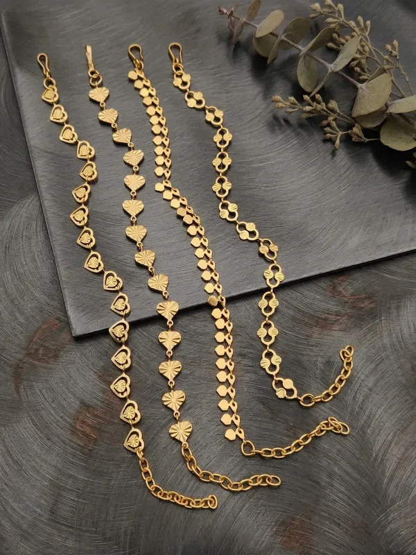 Gold_Brass_Alloy_Heart_Floral_Butterfly_Chain_Bracelet_Set_For_Women