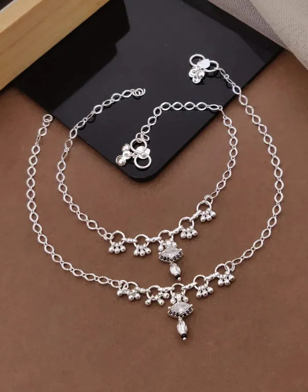 Silver_Brass_Alloy_Bead_Charm_Chain_Anklets_For_Women
