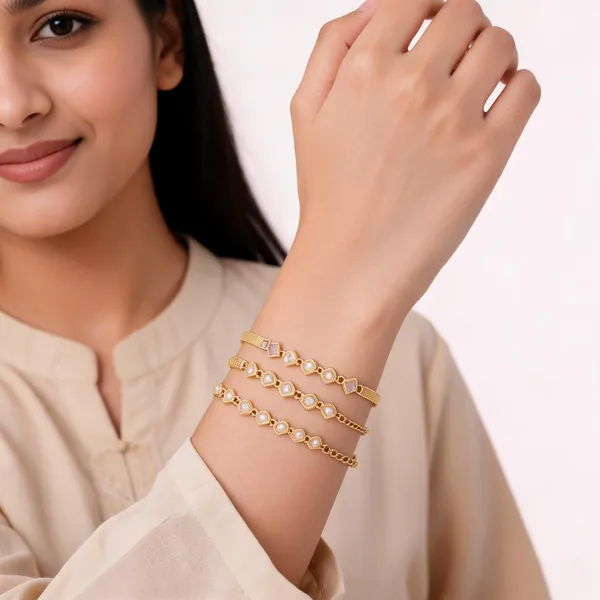 Gold_Brass_Alloy_Stone_Oval_Link_Bracelet_Set_For_Women