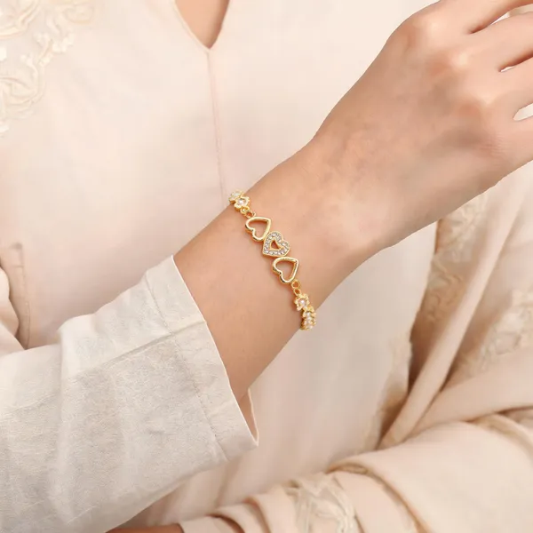 Gold_Brass_Gold_Plated_Floral_Heart_Charm_Bracelet_For_Women