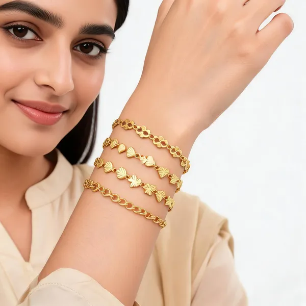 Gold_Brass_Alloy_Floral_Geometric_Charm_Bracelet_Set_For_Women
