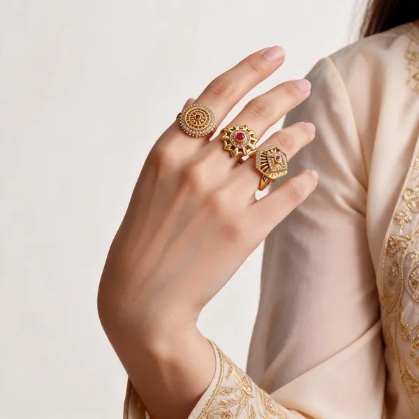 Gold_Brass_Red_Stone_Statement_Ring_Set_For_Women