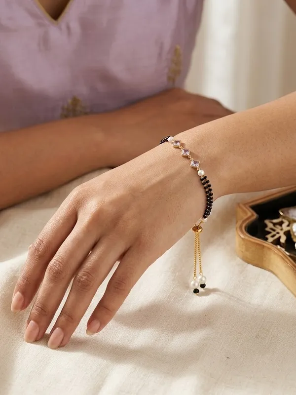Gold_Brass_Black_Beaded_Geometric_Mangalsutra_Bracelet_For_Women