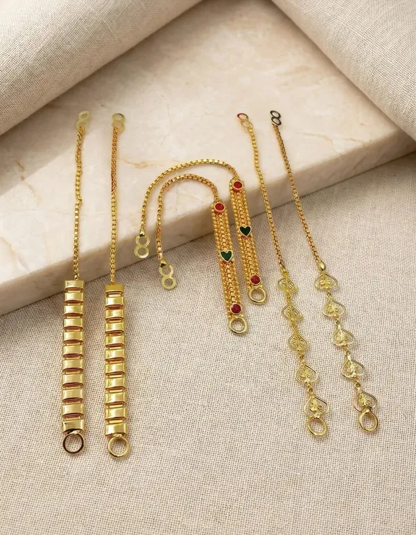Gold_Tone_Floral_Heart_Decorative_Chain_Earrings_Set_For_Women
