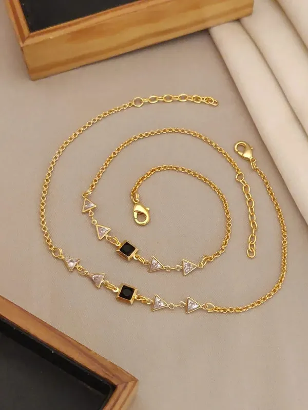 Gold_Tone_Geometric_Triangle_Necklace_And_Bracelet_Set_For_Women