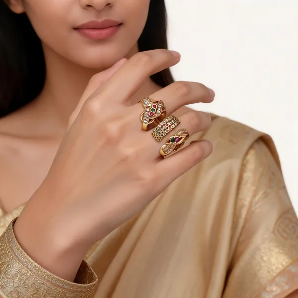 Gold_Brass_Stone_Studded_Ring_Set_For_Women