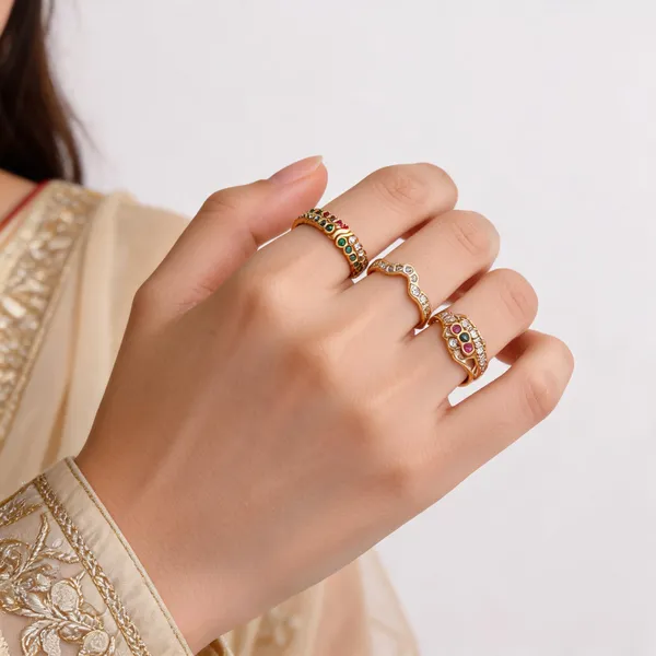 Gold_Brass_Colourful_Stone_Studded_Ring_Set_For_Women