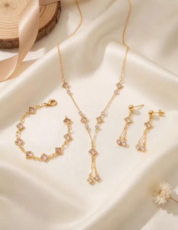 Gold_Brass_Geometric_Necklace_Bracelet_Earrings_Set_For_Women