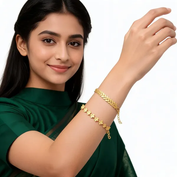 Gold_Brass_Floral_Leaf_Ornamental_Bracelet_For_Women