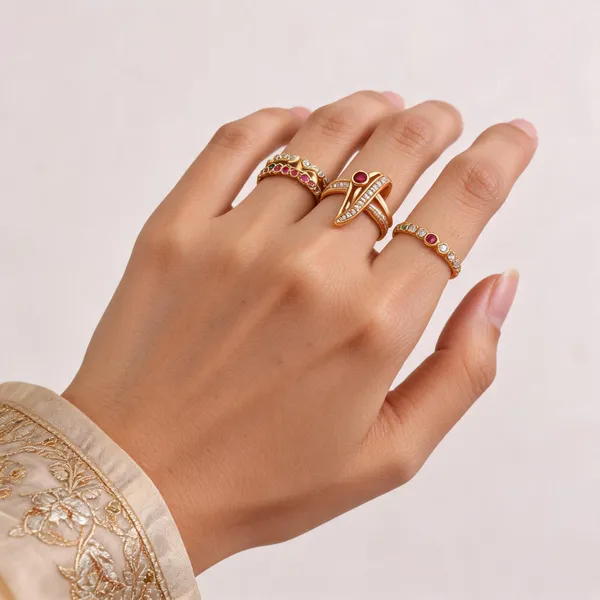 Gold_Tone_Multicolour_Stone_Ring_Set_For_Women