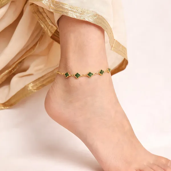 Gold_Brass_Green_Stone_Anklet_Set_For_Women