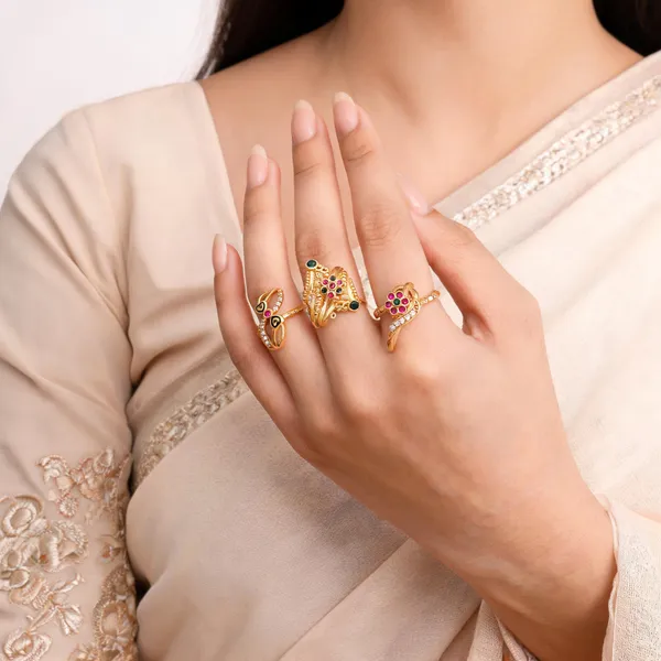 Gold_Brass_Multicolour_Stone_Floral_Ring_Set_For_Women