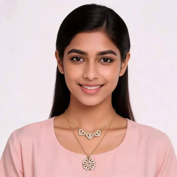 Gold_Brass_Alloy_Heart_Flower_Pendant_Necklace_Set_For_Women