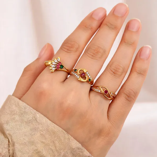 Gold_Brass_Coloured_Gemstone_Statement_Ring_Set_For_Women