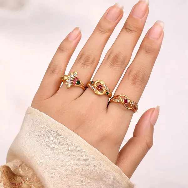 Gold_Brass_Coloured_Gemstone_Statement_Ring_Set_For_Women