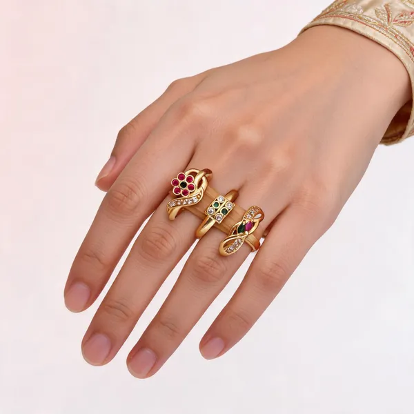 Gold_Brass_Multicolour_Stone_Floral_Ring_Set_For_Women