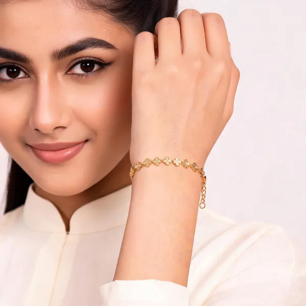Gold_Brass_Floral_Link_Chain_Bracelet_For_Women