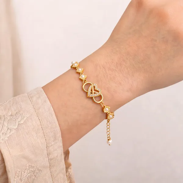 Gold_Brass_Floral_Pearl_Link_Bracelet_For_Women