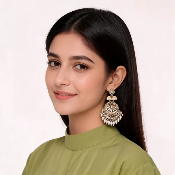 Gold_Brass_Pearl_Detail_Jhumka_Chandelier_Earrings_Set_For_Women