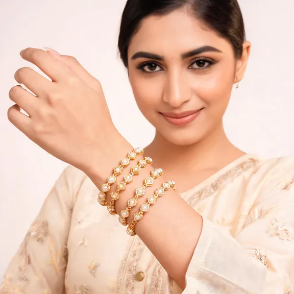 Gold_Brass_Gold_Plated_Heart_Floral_Geometric_Bracelet_Set_For_Women