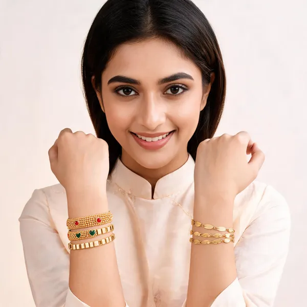 Gold_Brass_Geometric_Link_Chain_Earrings_Set_For_Women