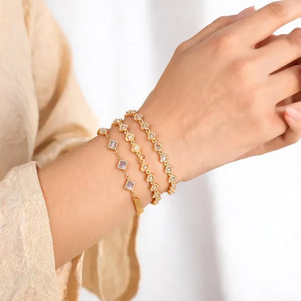 Gold_Brass_Gold_Plated_Floral_Motif_Bracelet_Set_For_Women