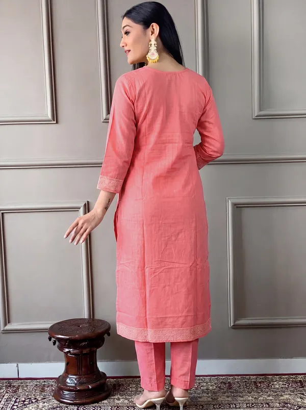 Peach_Cotton_Straight_Embroidered_Kurta_Set_For_Women