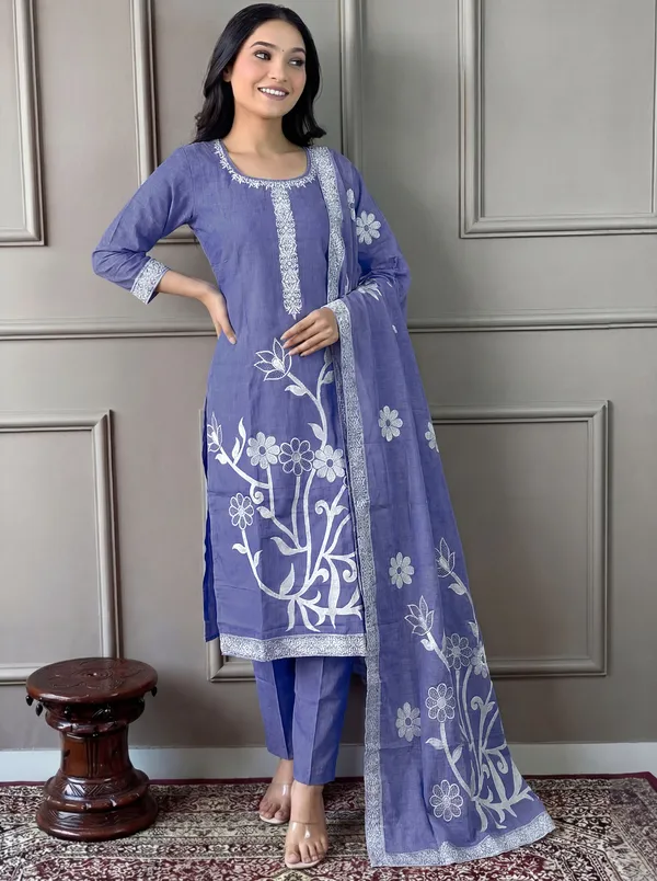Blue_Cotton_Straight_Embroidered_Kurta_Set_For_Women
