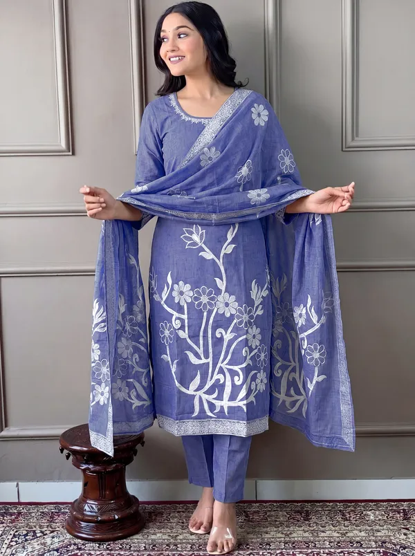 Blue_Cotton_Straight_Embroidered_Kurta_Set_For_Women