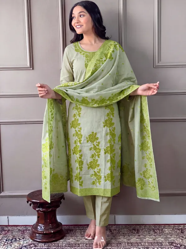 Green_Cotton_Straight_Embroidered_Kurta_Set_For_Women