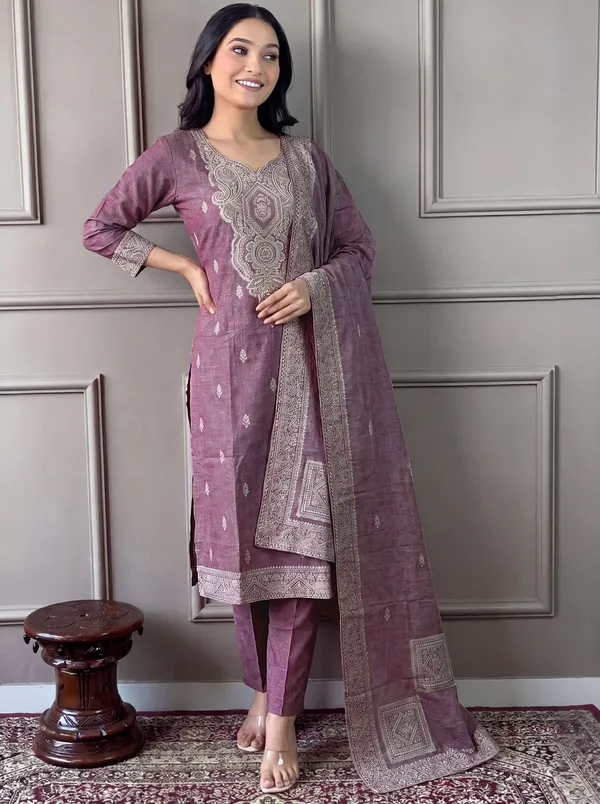 Purple_Cotton_Straight_Embroidered_Kurta_Set_For_Women