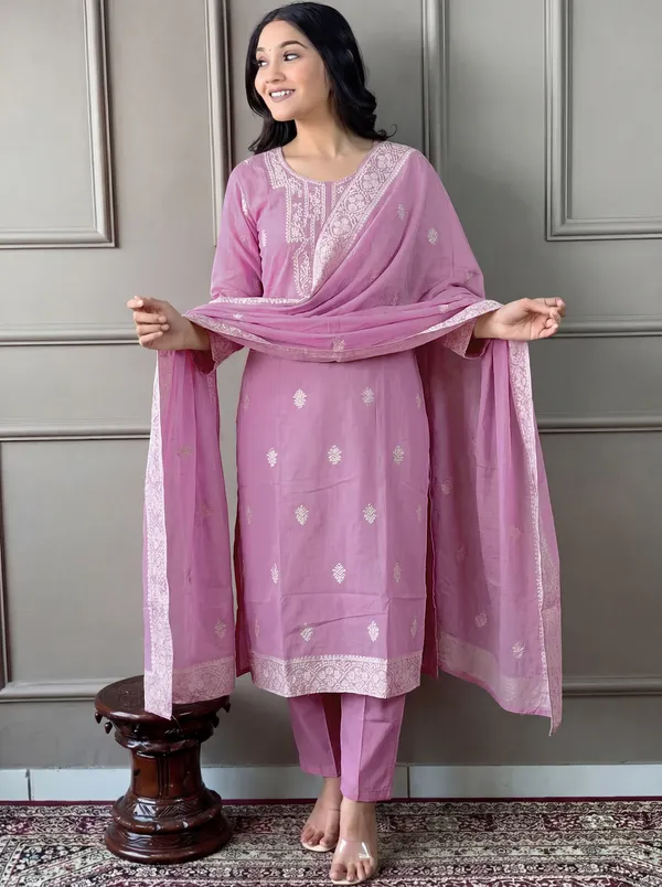 Purple_Cotton_Straight_Embroidered_Kurta_Set_For_Women
