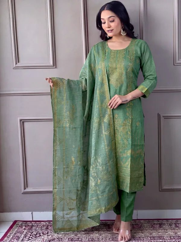 Green_Cotton_Straight_Embroidered_Kurta_Set_For_Women