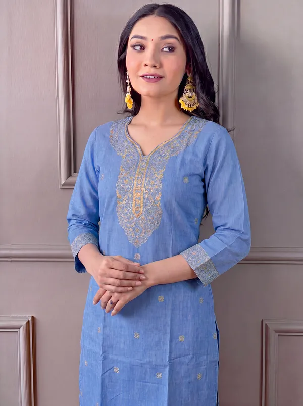 Blue_Cotton_Straight_Embroidered_Kurta_Set_For_Women