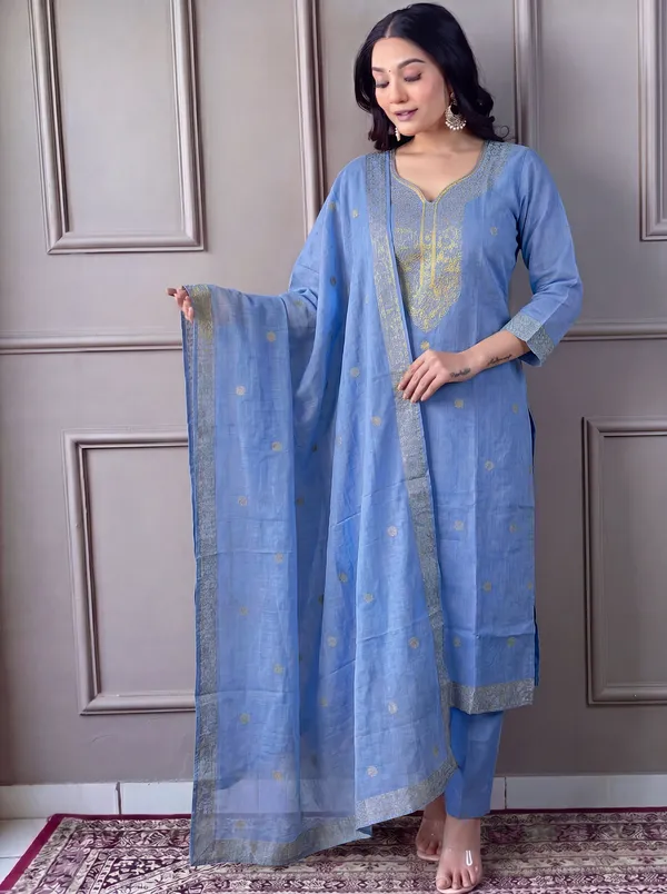 Blue_Cotton_Straight_Embroidered_Kurta_Set_For_Women