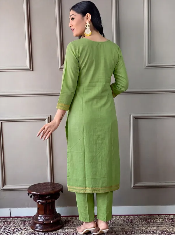 Green_Cotton_Straight_Embroidered_Kurta_Set_For_Women