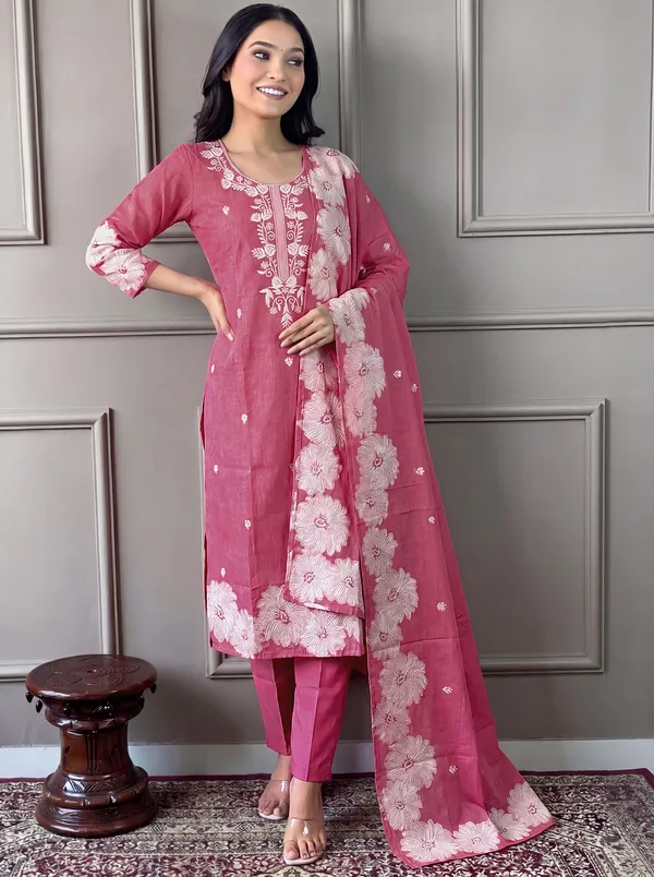 Pink_Cotton_Straight_Embroidered_Kurta_Set_For_Women