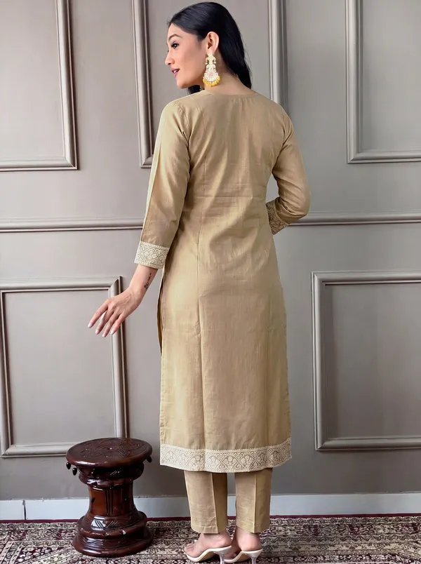 Gold_Cotton_Straight_Embroidered_Kurta_Set_For_Women